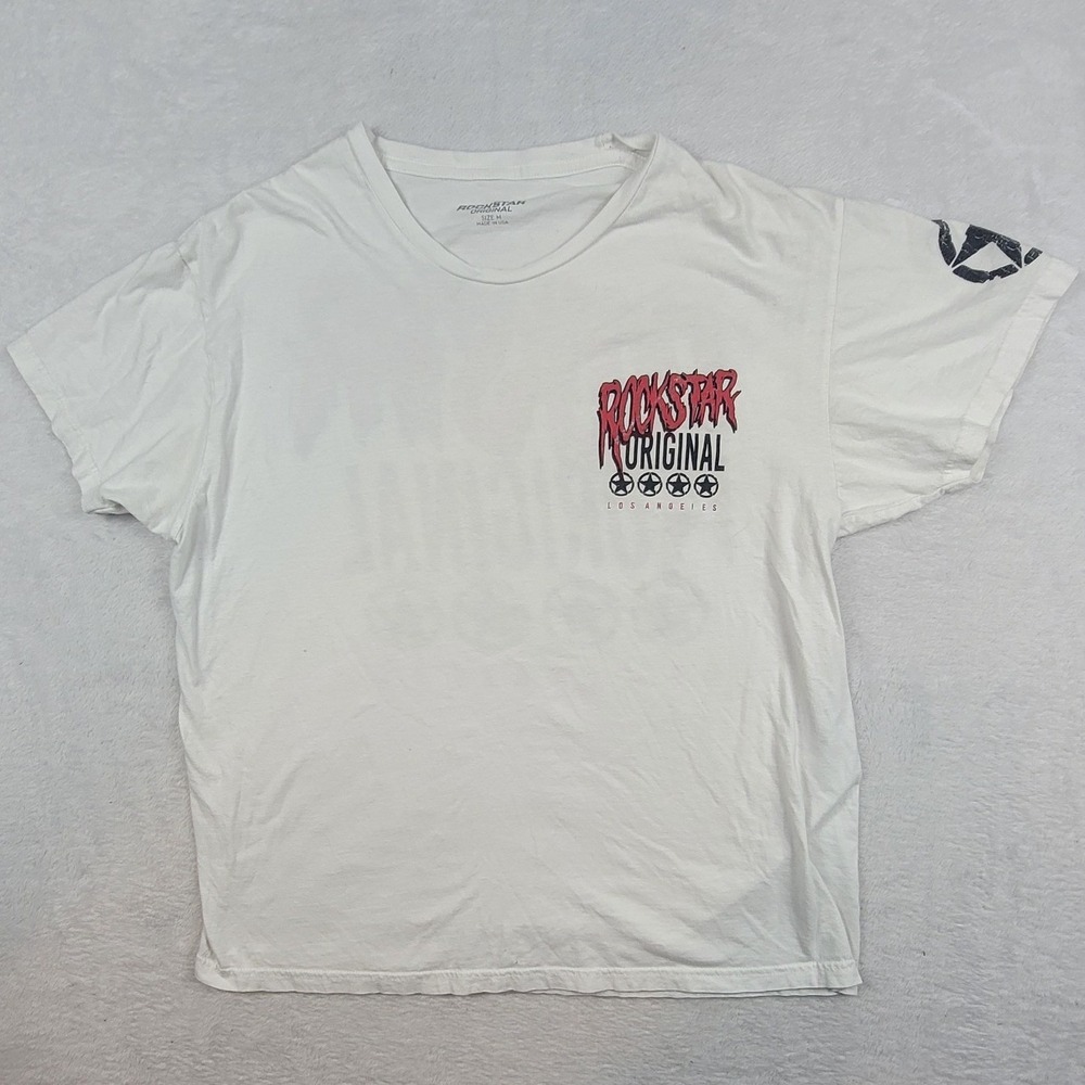 Rockstar Original Los Angeles Graphic T-Shirt Mens Medium White Short Sleeve